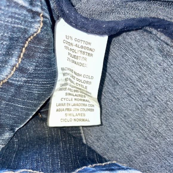 Casual Corner Denim Blazer Jean Jacket Dark Blue Stretch Notch Lapel Size 8 - Picture 6 of 11